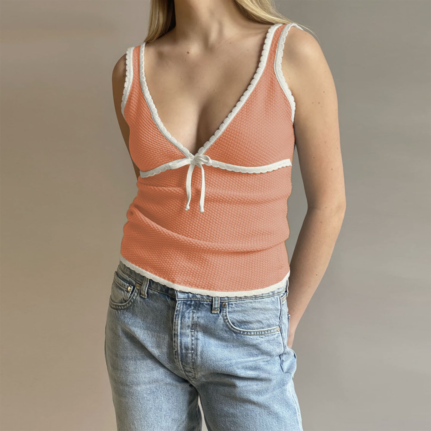 Ladies Lightweight Summer Top with V-Neck and Gathering Ivyshape