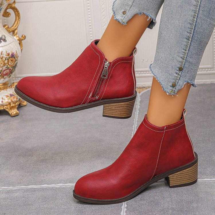 women's biker ankle boots with side zipper and fashionable structure Ivyshape