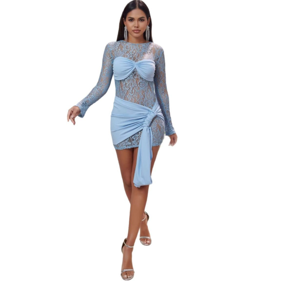 Women's Lace Long Sleeve Bodycon Dress Ivyshape