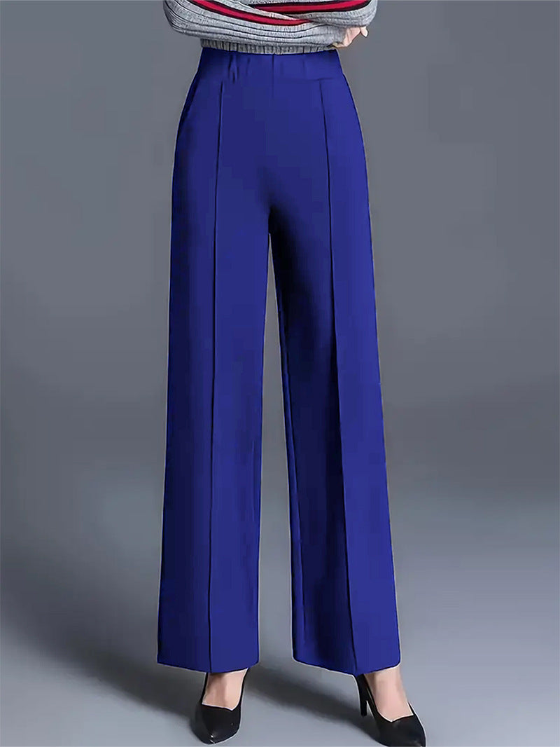Ladies high-waisted palazzo trousers with side pleats Ivyshape