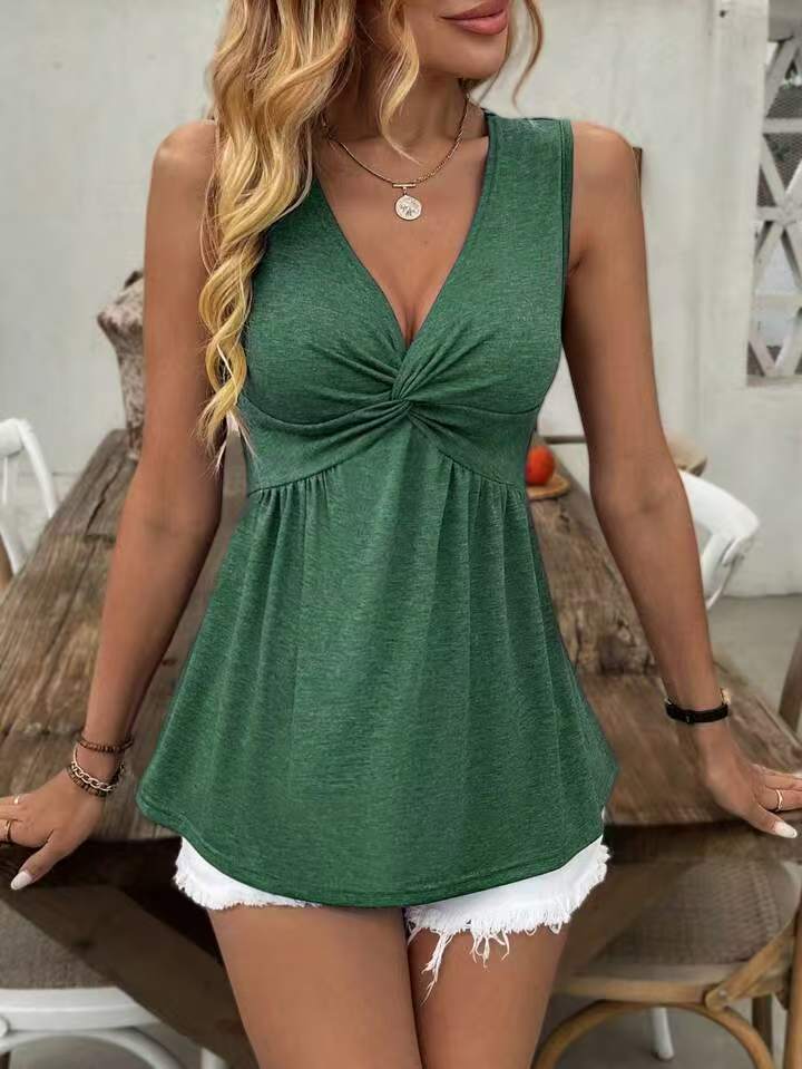 Ladies vest top with deep V-neck and casual cut Ivyshape