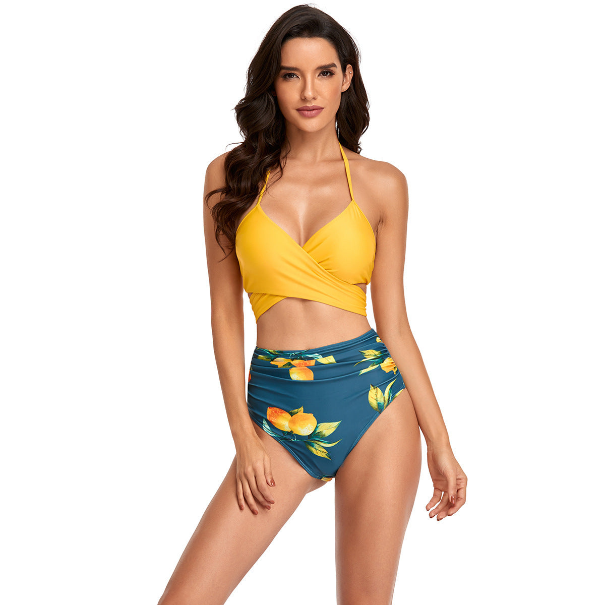 Women's Two-Piece Bikini Set with Wrap Top and High-Waisted Bottom Ivyshape