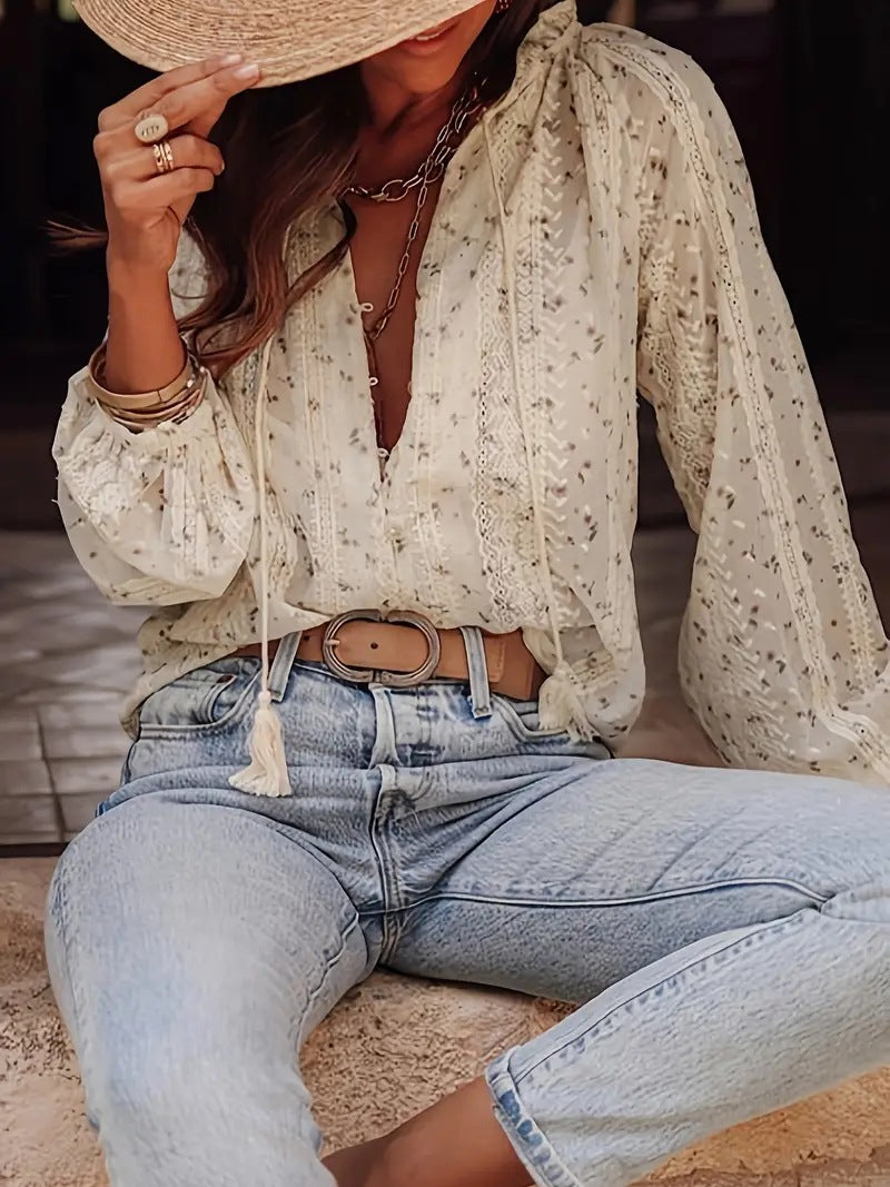 Women embroidered blouse with elegant details Ivyshape