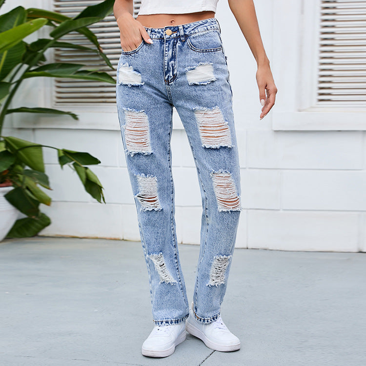 Women's Baggy Jeans in a trendy Used-Look with striking rips and casual fit Ivyshape