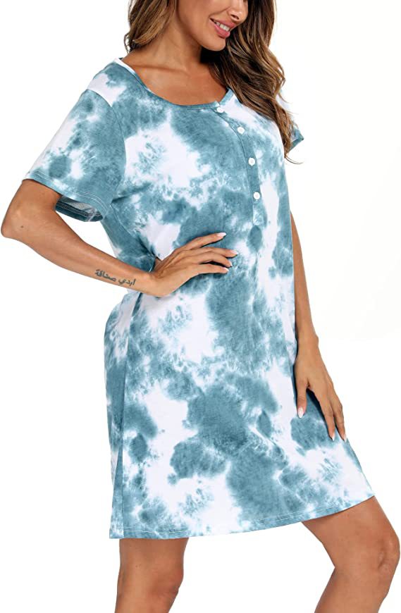 Women's Casual Tie-Dye Shirt Dress Ivyshape