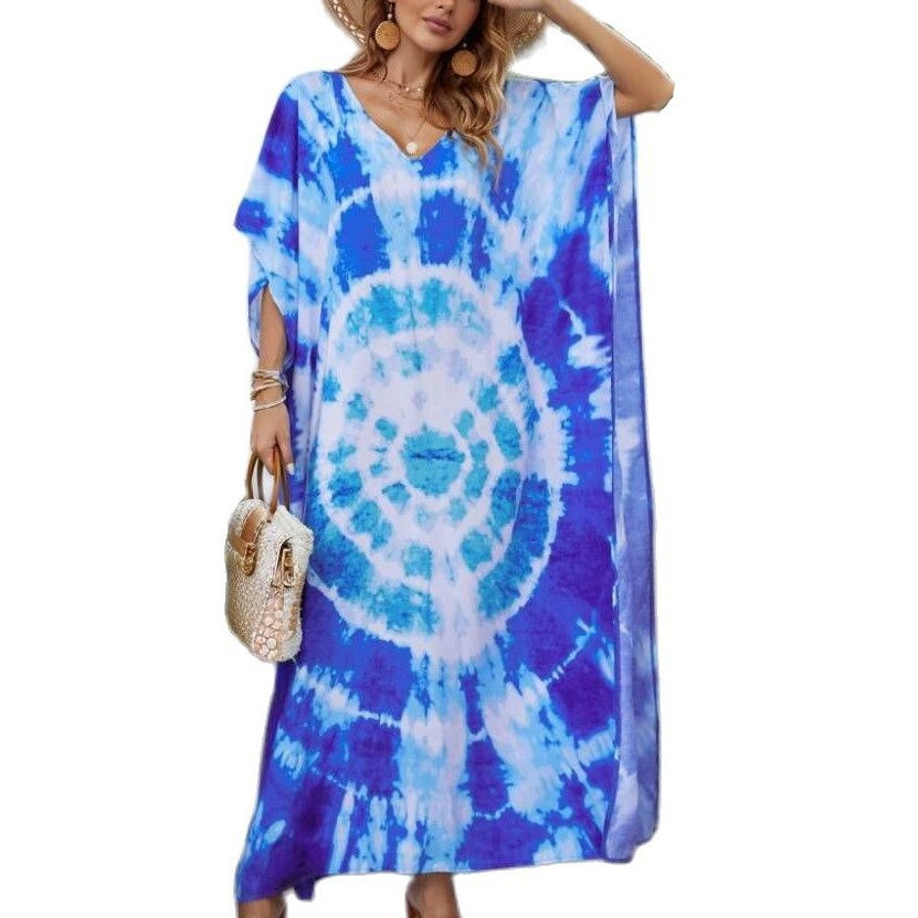Women Tie-Dye Bohemian Maxi Dress Ivyshape