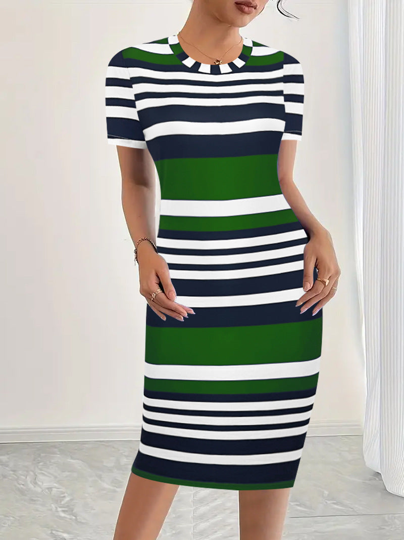 Striped Bodycon Midi Dress for Women Ivyshape