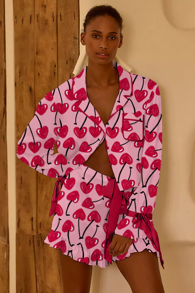 Ladies Pajama Set with Strawberry Design Ivyshape