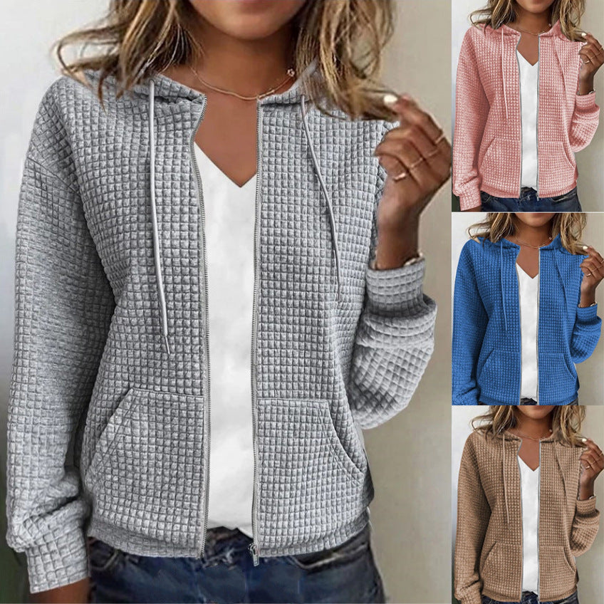Women's fleece jacket with textured waffle pattern Ivyshape