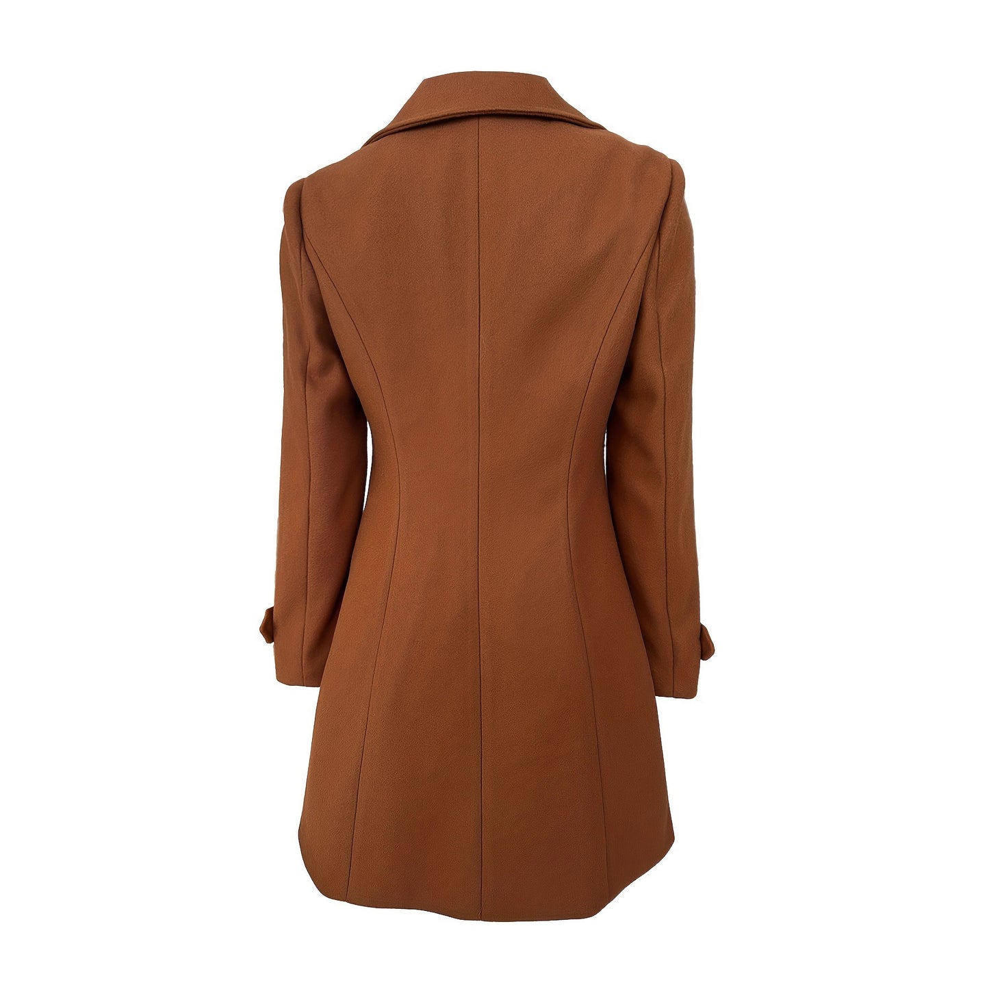 Women Elegant Trench Coat with Double Button Placket and High Collar Ivyshape