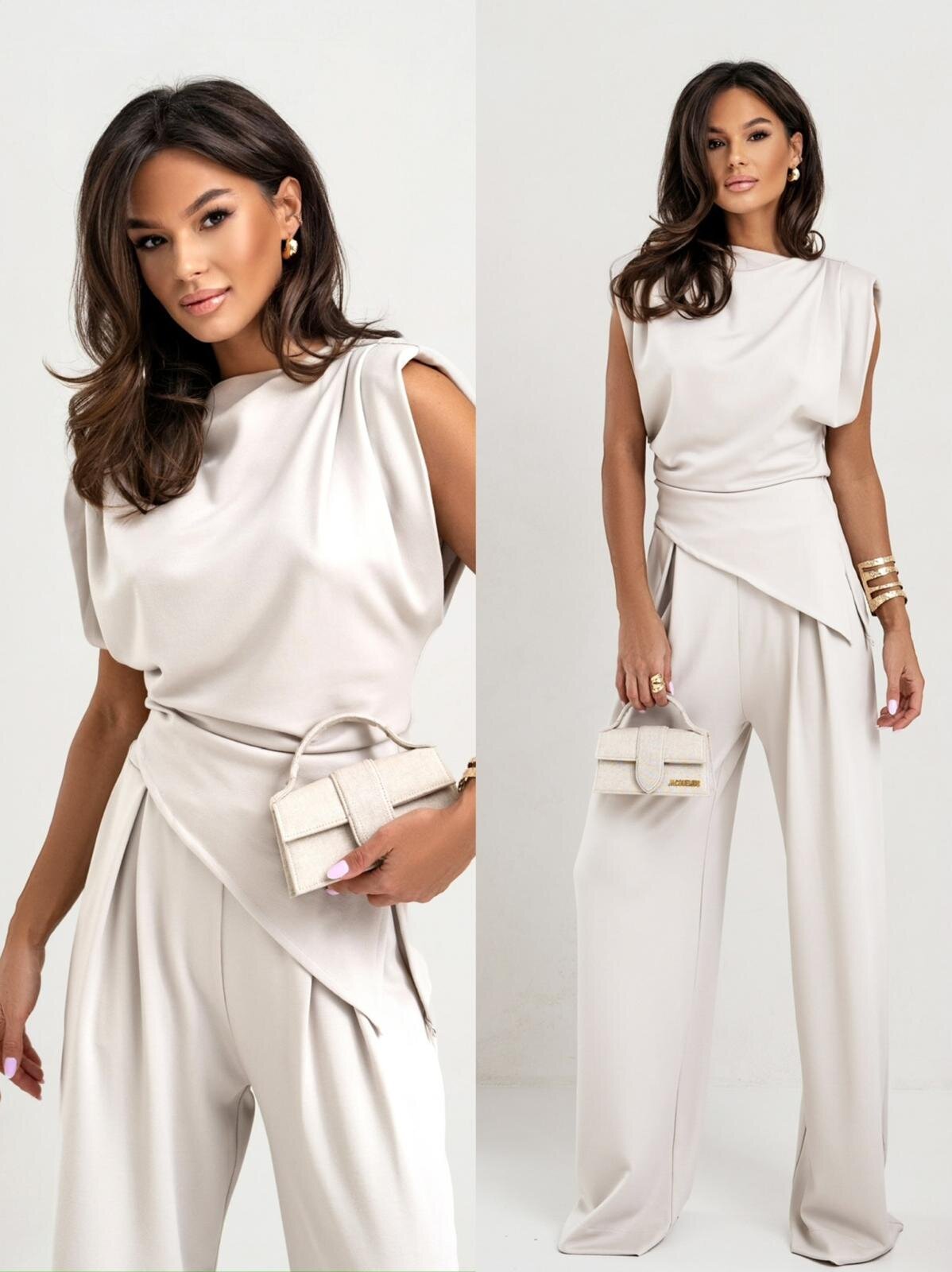Ladies elegant jumpsuit with asymmetrical cut and ultra-modern design Ivyshape