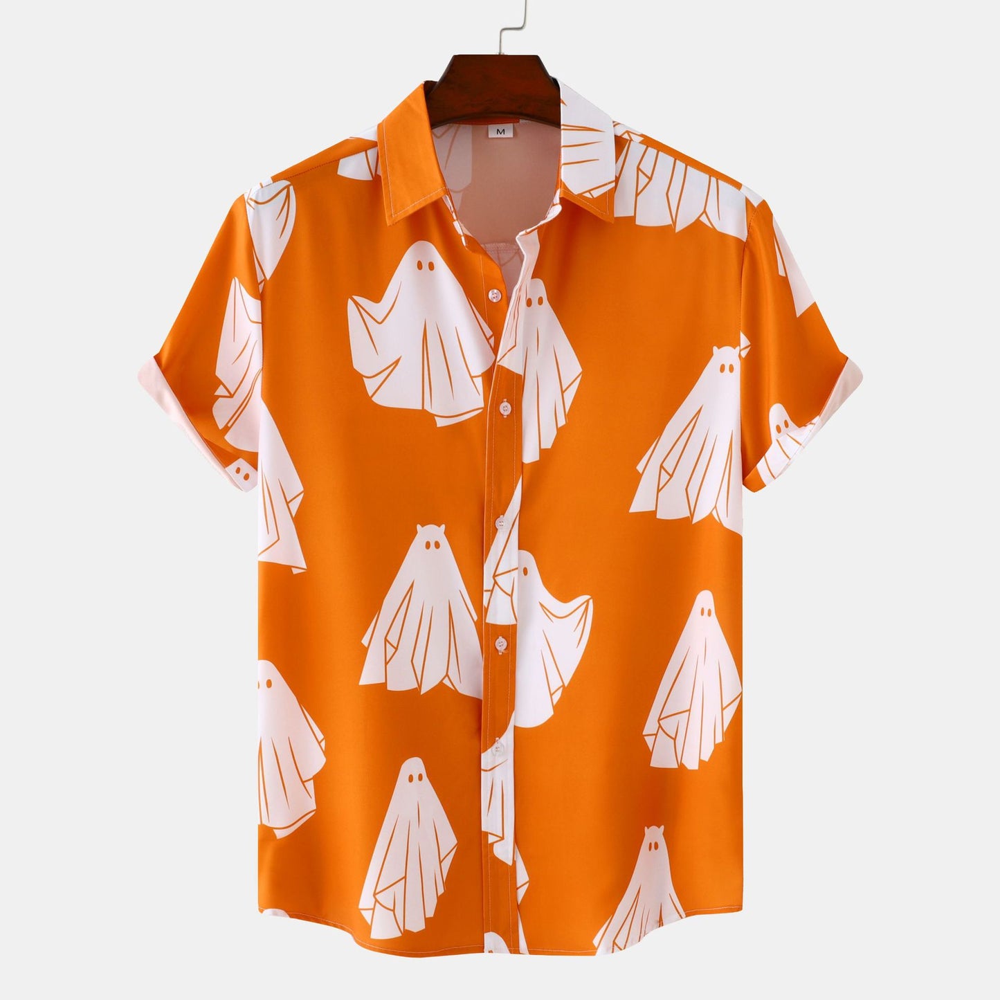 Men's Short Sleeve Shirt with Unique Ghost Print Ivyshape