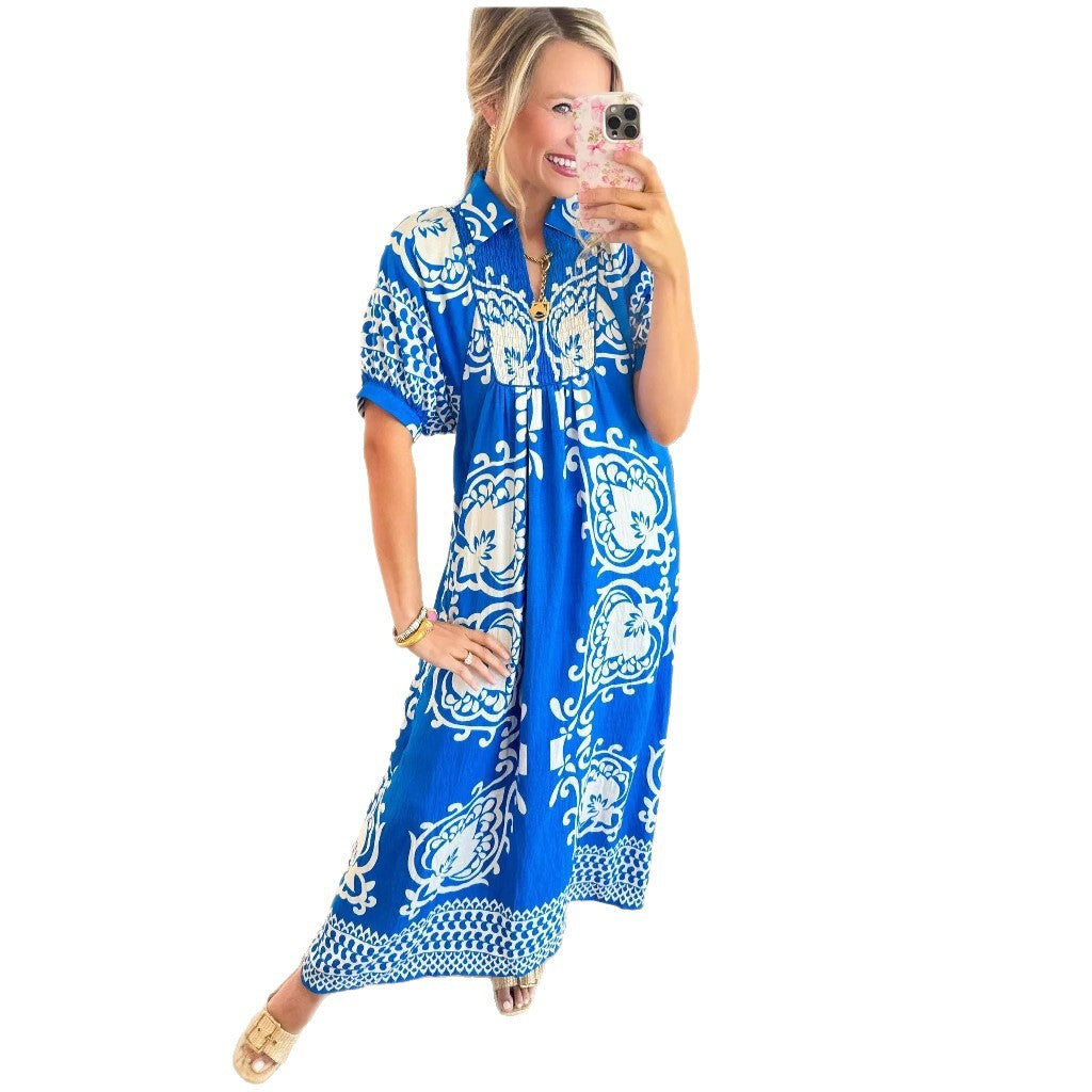Women’s maxi dress in boho style with floral pattern and casual cut Ivyshape