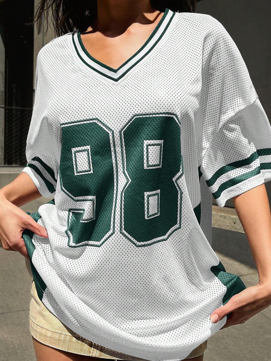 Women’s sporty football jersey with airy mesh structure and V-neck Ivyshape