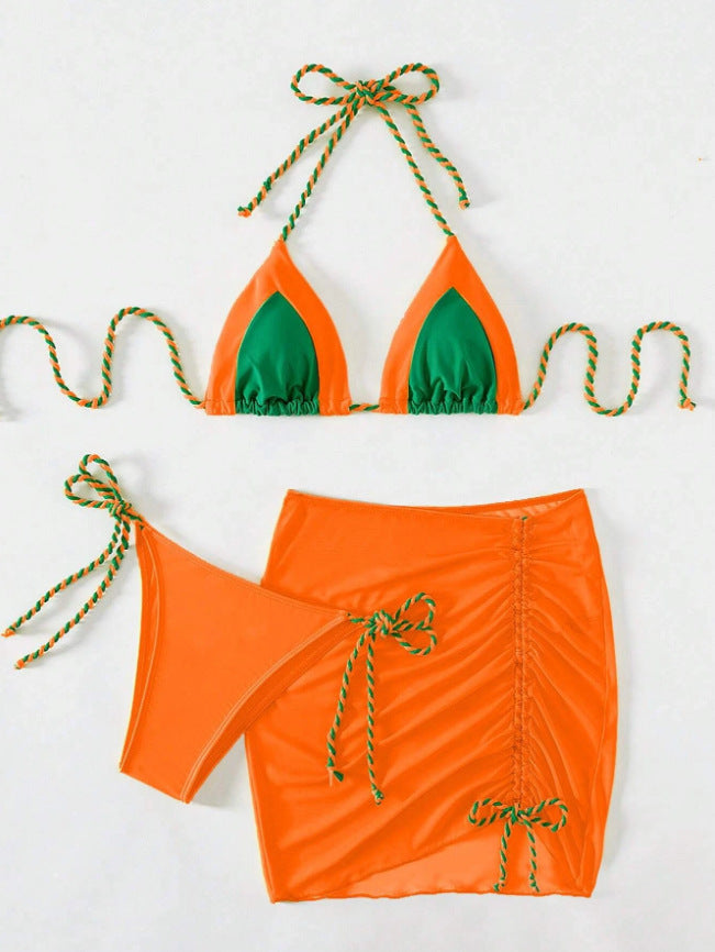 Women's bikini set with adjustable triangle top and refined skirt Ivyshape