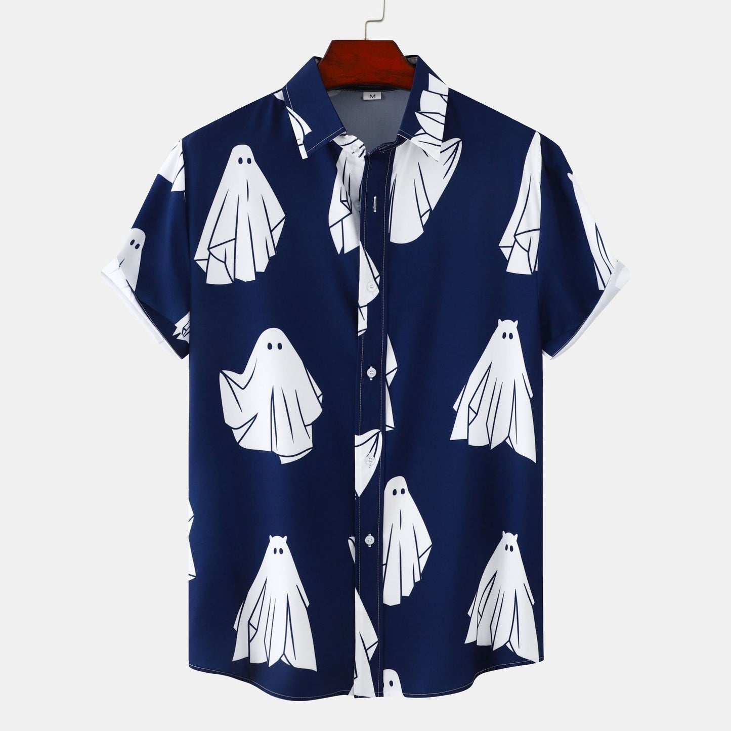 Men's Short Sleeve Shirt with Unique Ghost Print Ivyshape