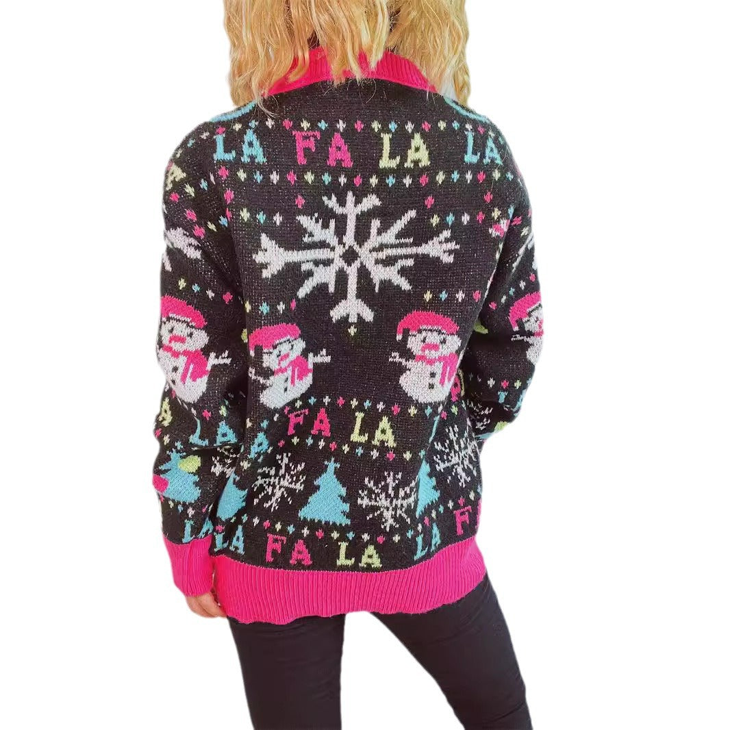 Women festive sweater with colorful 3D appliqués and thematic design Ivyshape