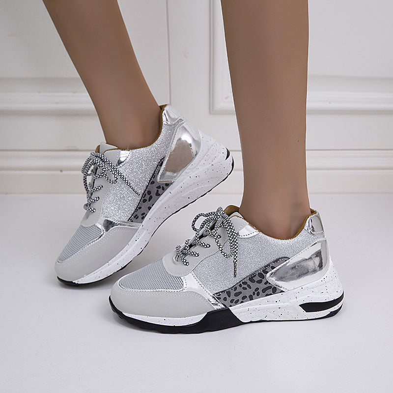 Women's sporty sneakers with fashionable glitter accents and slip-resistant sole Ivyshape