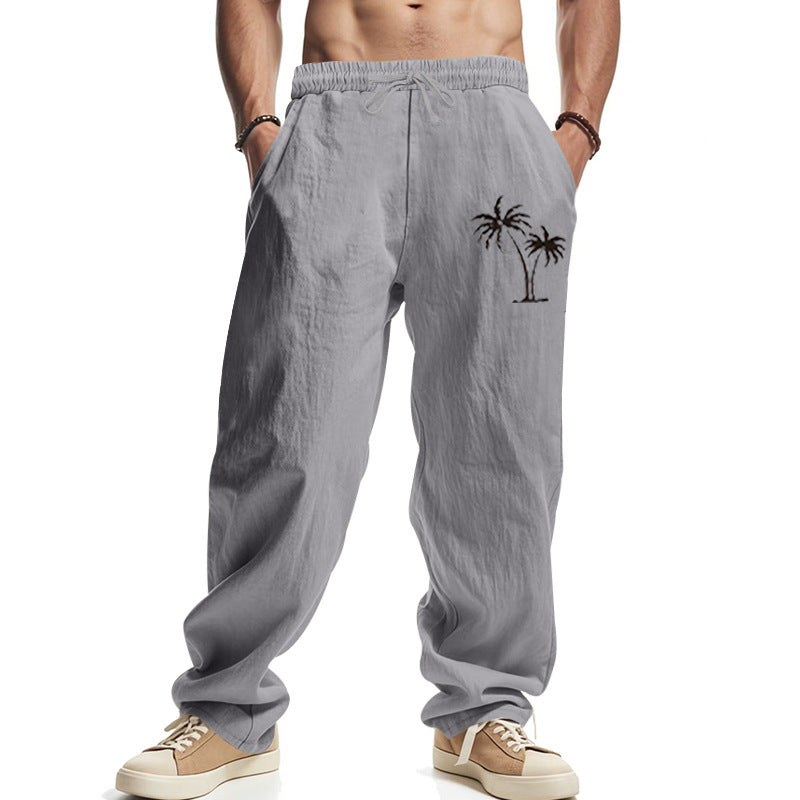 Men's casual beach pants with high wearing comfort and special palm motifs Ivyshape