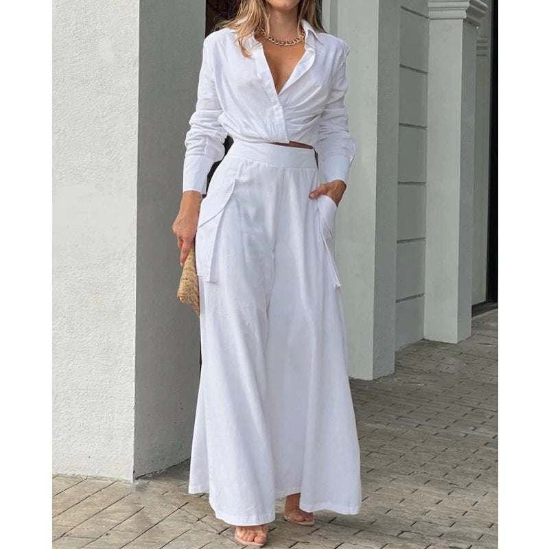 Women's elegant top with wide cut and matching palazzo pants Ivyshape