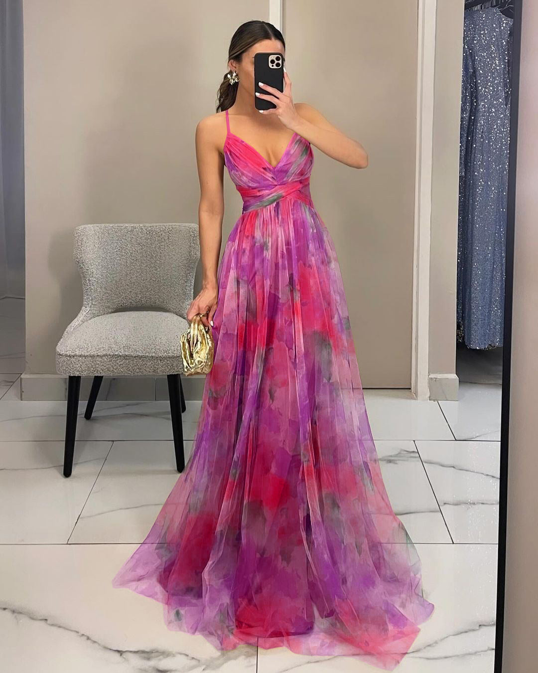 Maxi dress for women with twisted front detail Ivyshape