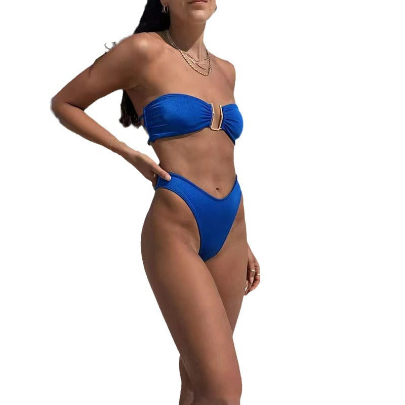 Women's bandeau bikini with elegant buckle and high cut Ivyshape