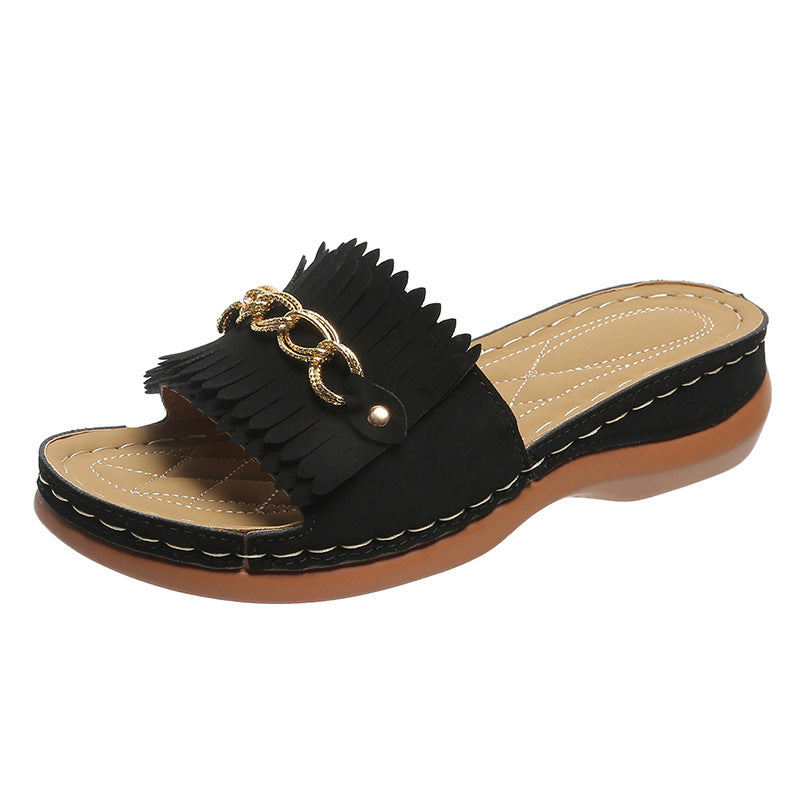 Women Fringe Slides Ivyshape