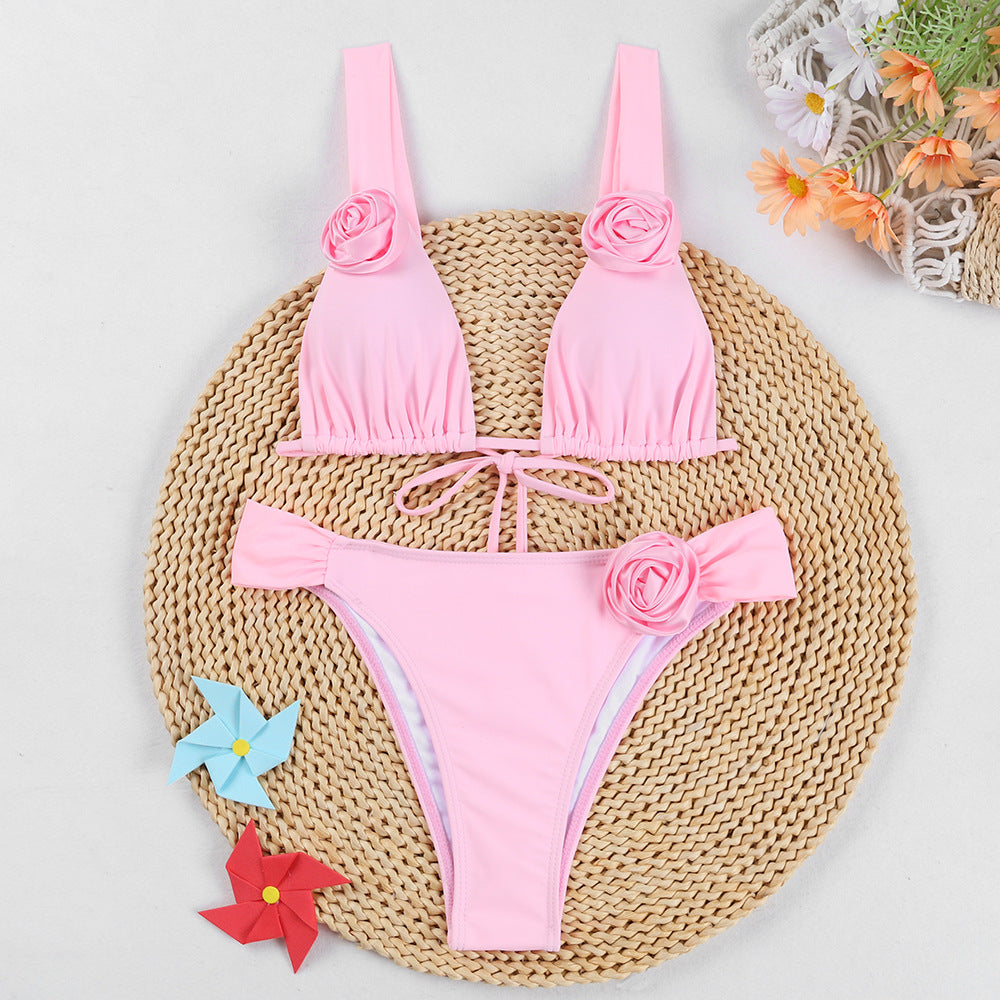 Women's bikini set with romantic rose applications Ivyshape