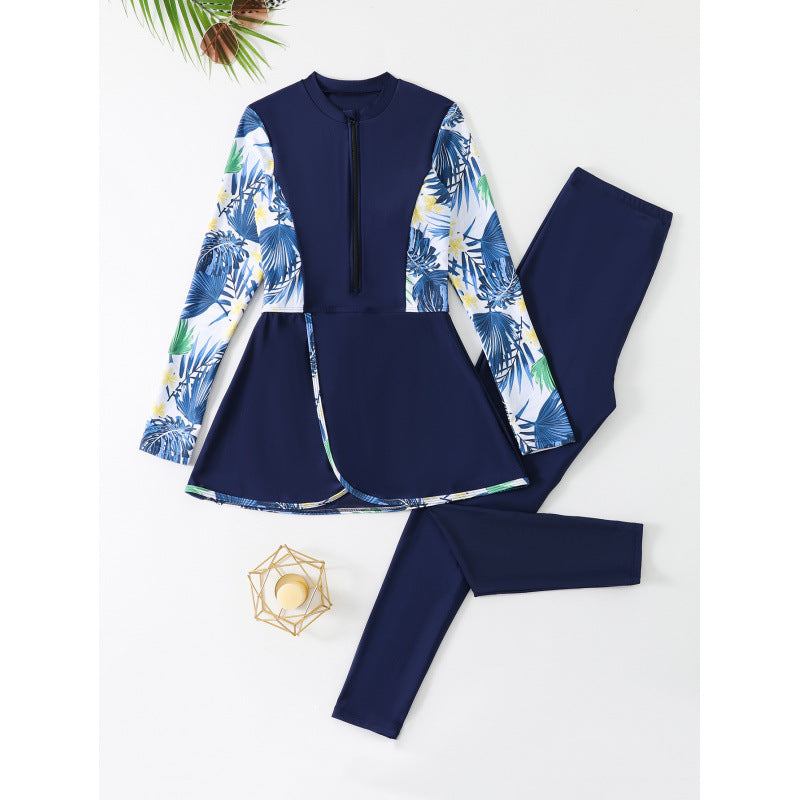 Women's sporty swimsuit with long sleeves and skirted bottom Ivyshape