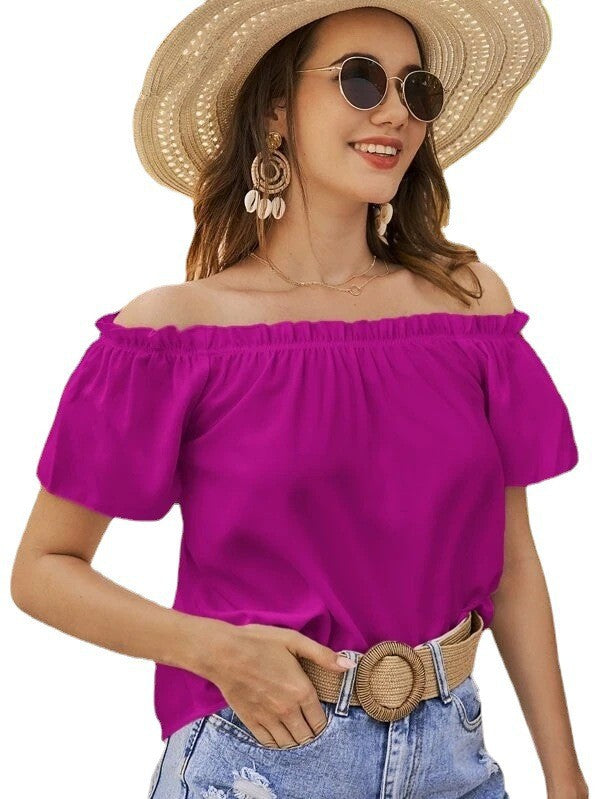 Women Off-Shoulder Ruffle Shirt Ivyshape