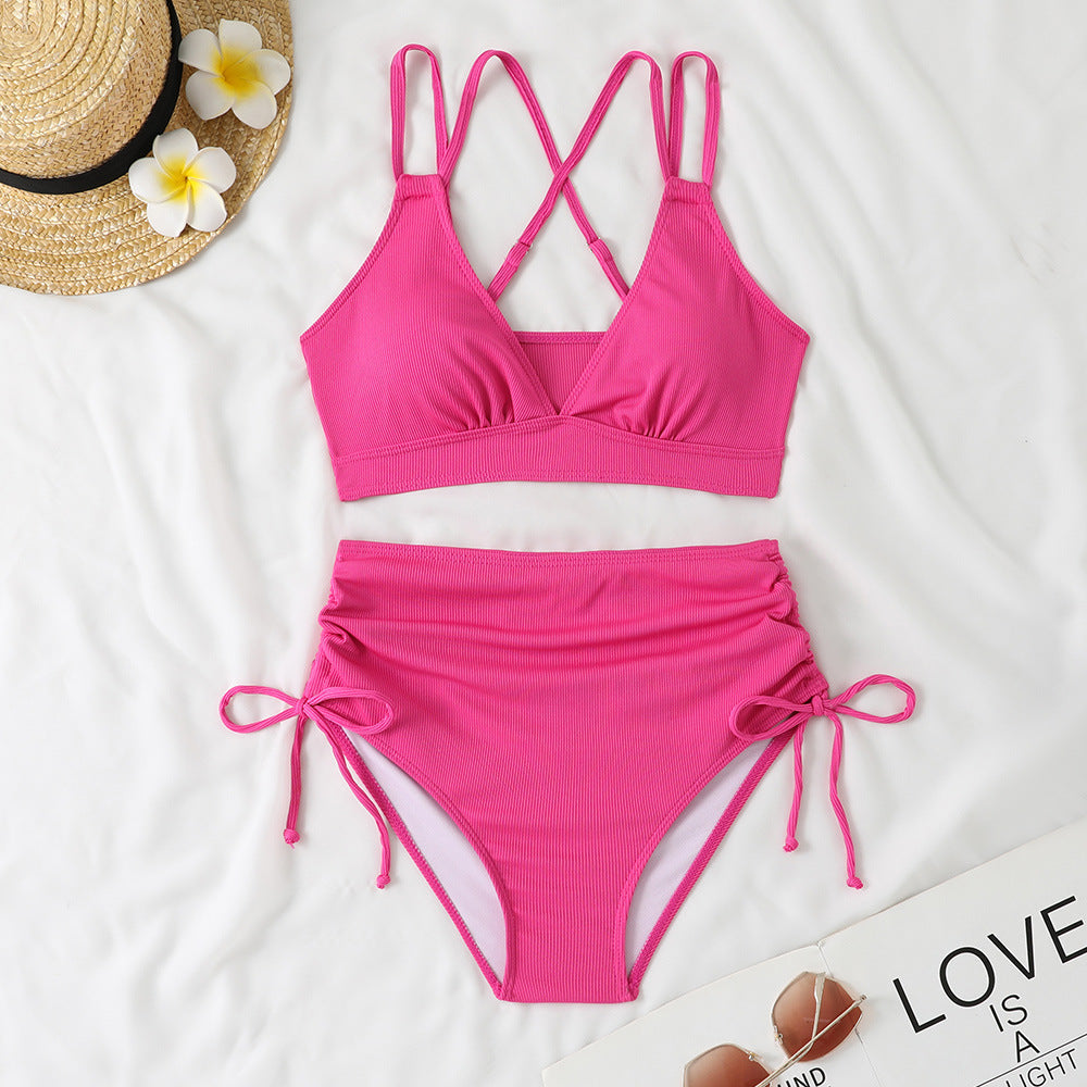 Women's High-Waisted Bikini Set with Adjustable Straps Ivyshape