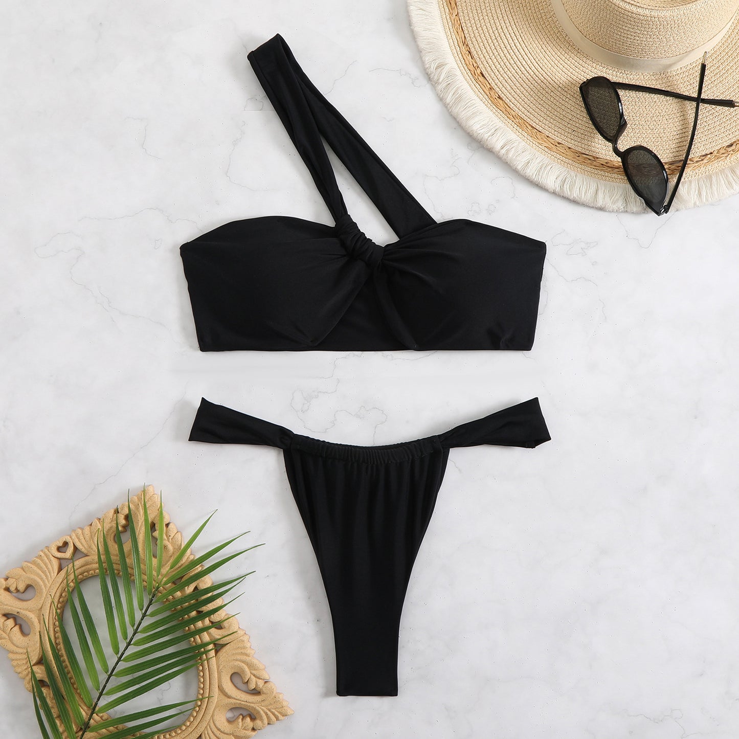 Ladies bandeau bikini with innovative wrap detail and asymmetrical straps Ivyshape