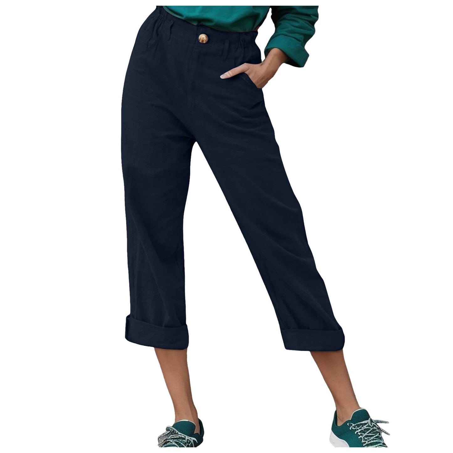 Women Relaxed Fit Cropped Pants Ivyshape