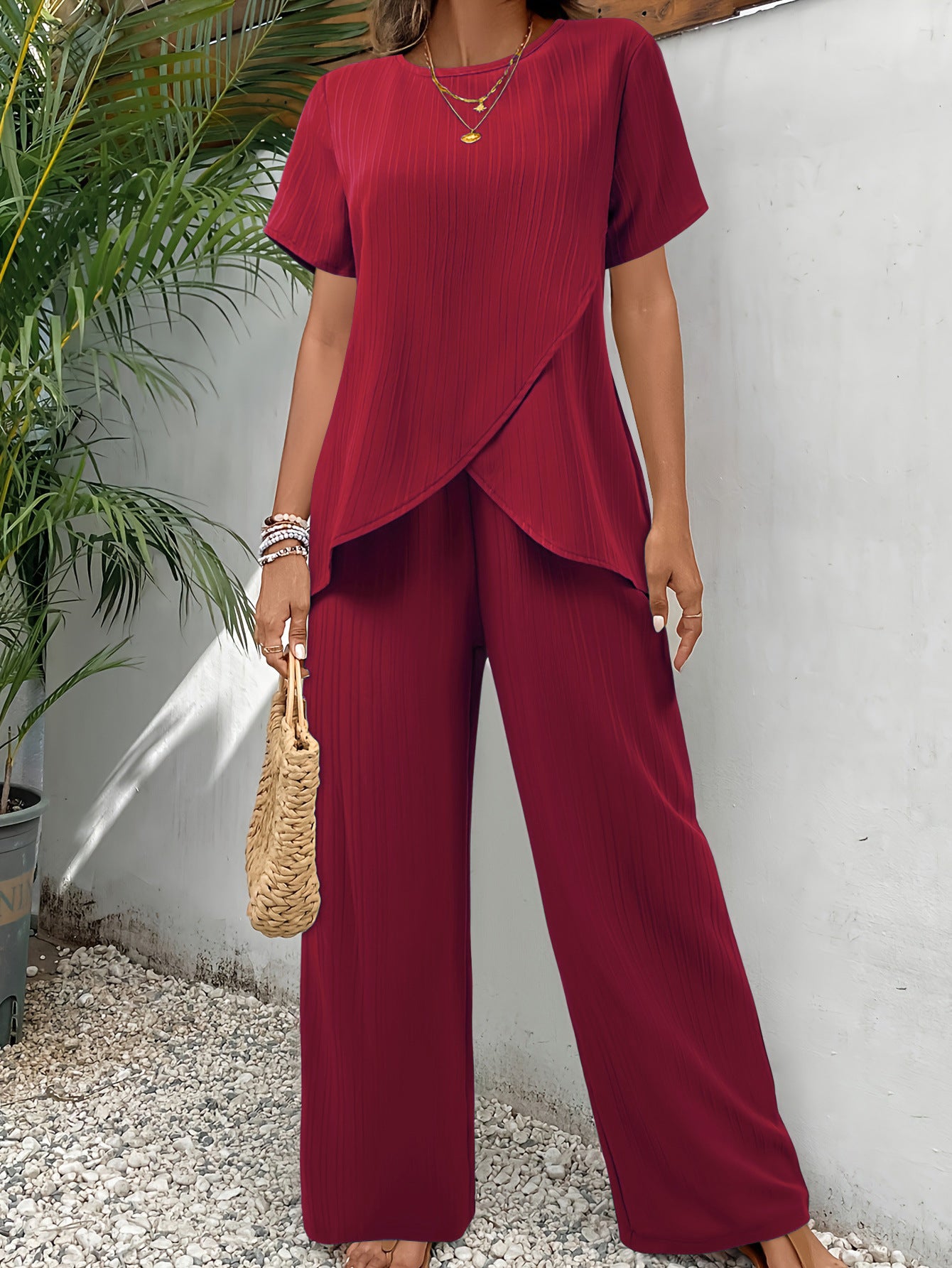 Elegant pleated two-piece set for ladies Ivyshape