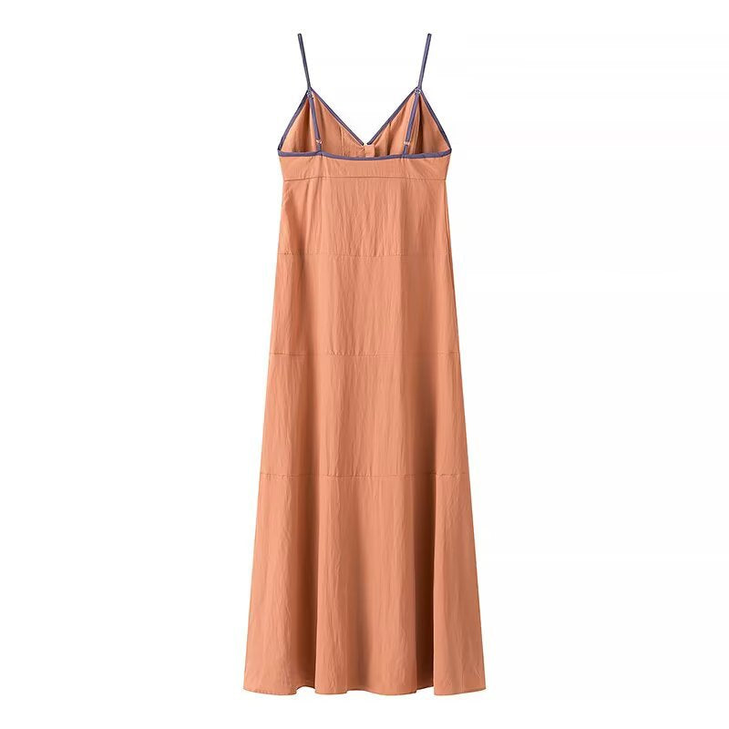Women's Maxi Dress with fine button details and delicate V-neck Ivyshape