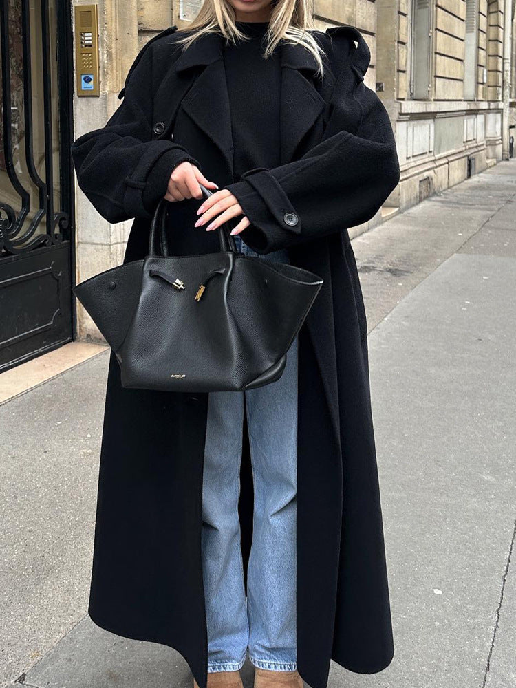 Women Oversized Winter Coat with Elegant Lapel and Practical Pockets Ivyshape