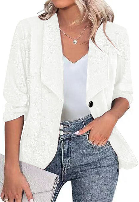 Ladies Glitter Blazer Jacket with Feminine Silhouette and Elegant Lapel Ivyshape