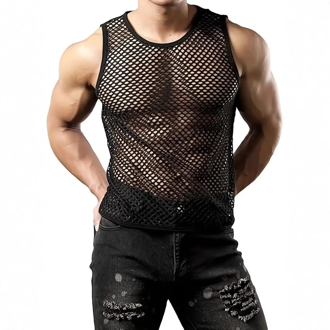 Men's mesh tank top with breathable design and elastic cut Ivyshape