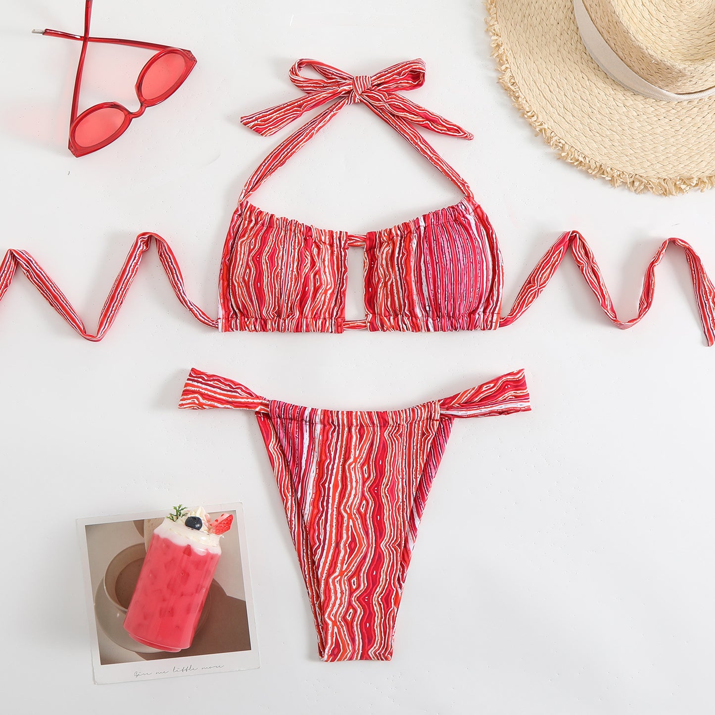 Women's bikini set with playful pattern and adjustable straps Ivyshape