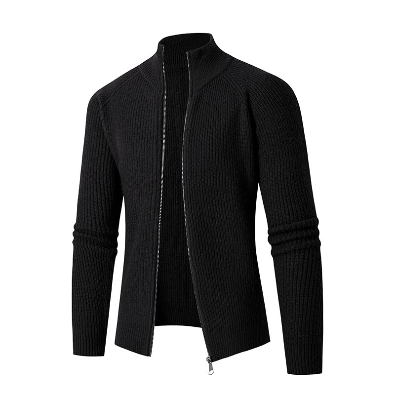 Men's fashionable cardigan with full zip and high collar Ivyshape