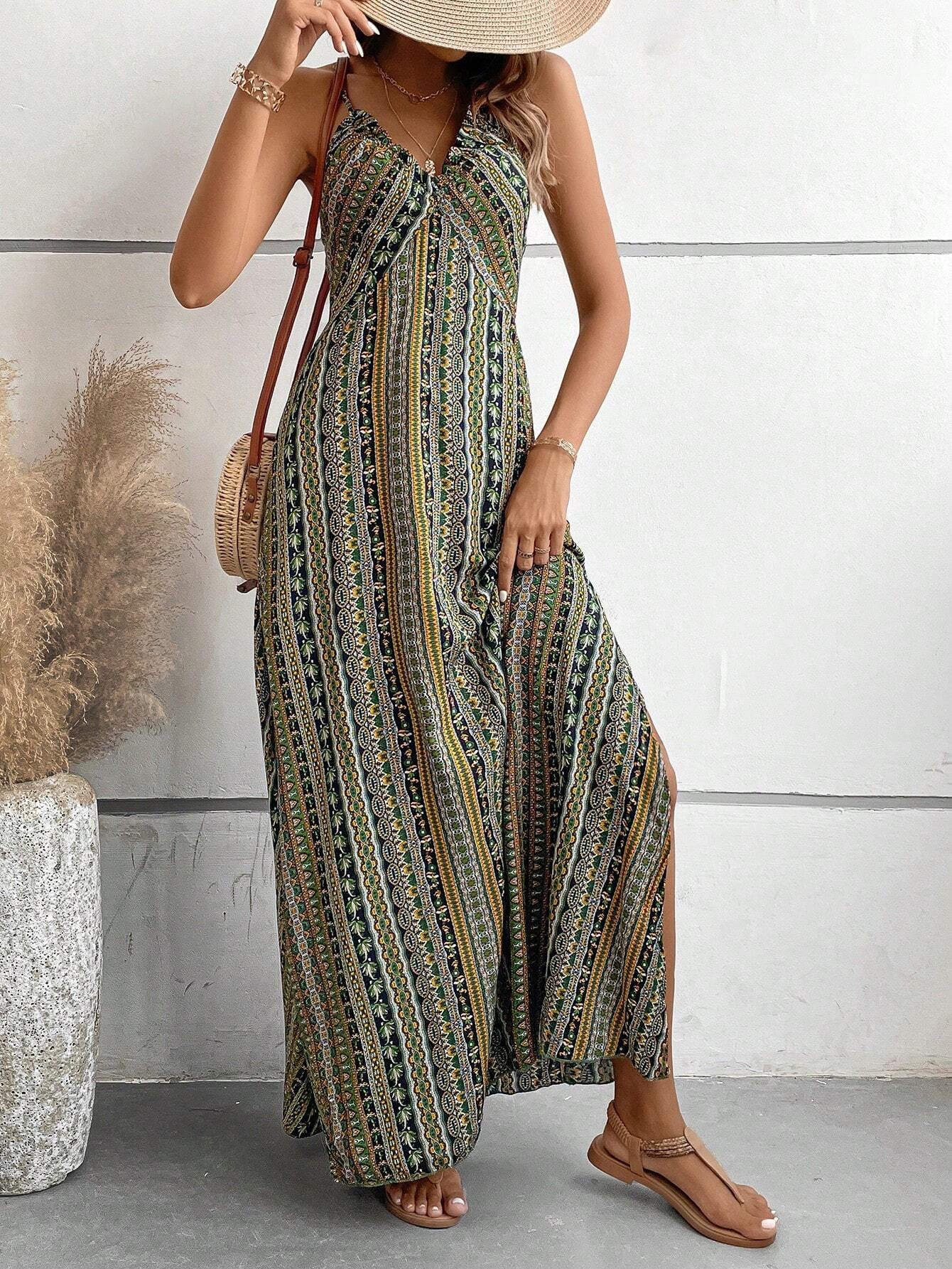Women's maxi dress with modern wrap design and flared skirt Ivyshape