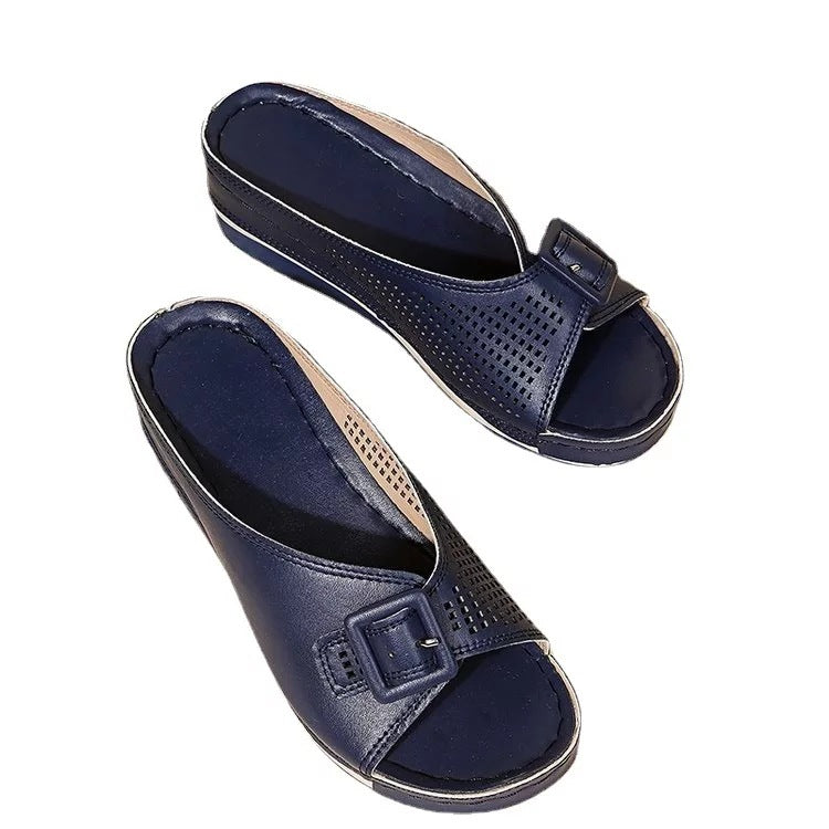 Women's Comfortable and Stylish Wedge Mules Ivyshape