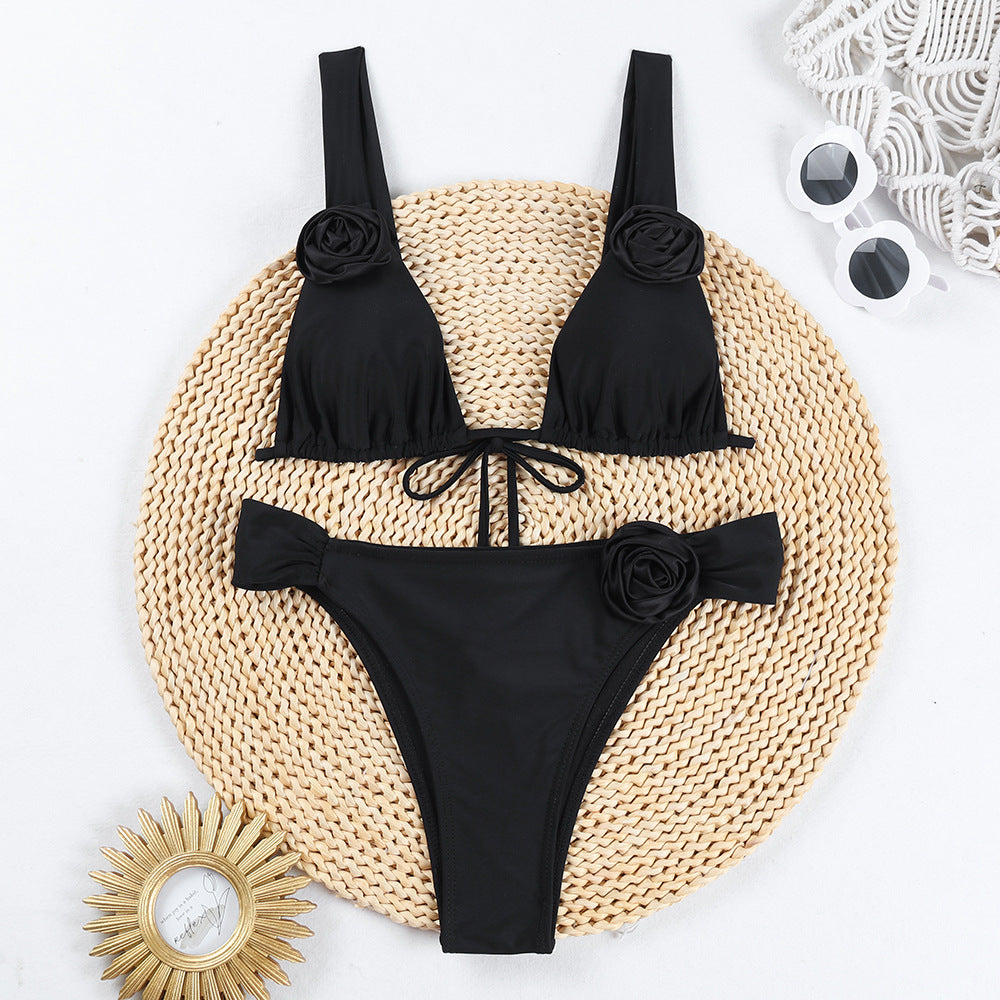 Women's bikini set with romantic rose applications Ivyshape