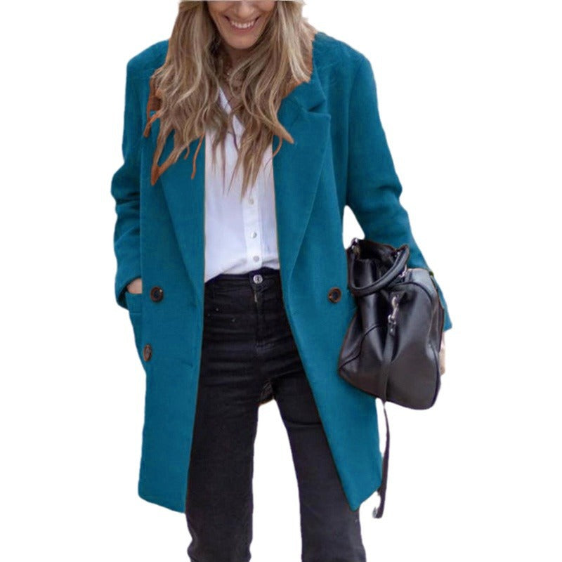 Women elegant wool overcoat Ivyshape