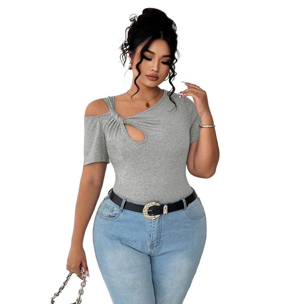 Women's fitted short sleeve shirt with innovative cut and key detail Ivyshape