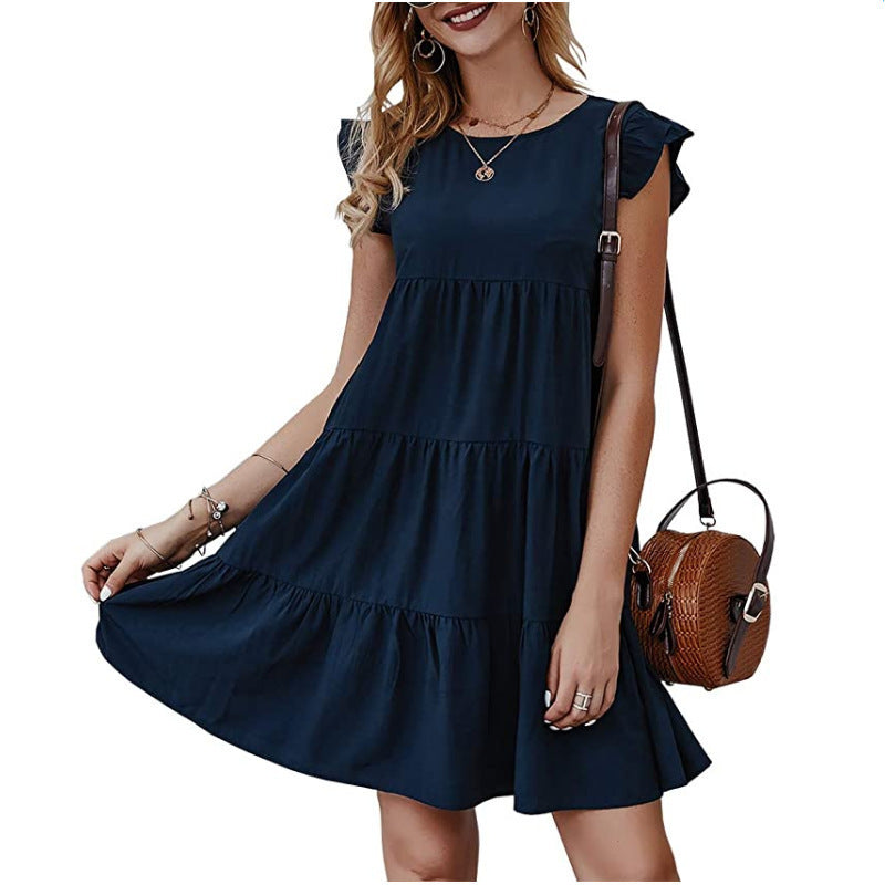 Ladies casual leisure dress in airy style with ruffle details Ivyshape