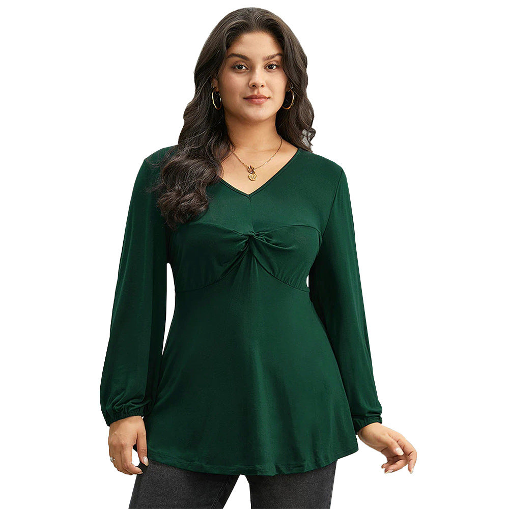 Women elegant top with fixed gathering and V-neck Ivyshape