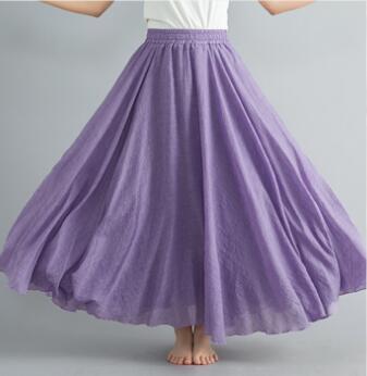 Women's Maxi Skirt with Flowing Hem and Elastic Waistband Ivyshape