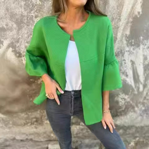 Ladies' trendy cardigan with eye-catching bell sleeves and loose fit Ivyshape