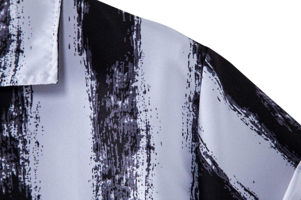 Men's Short Sleeve Shirt with Modern Brush Stroke Design Ivyshape